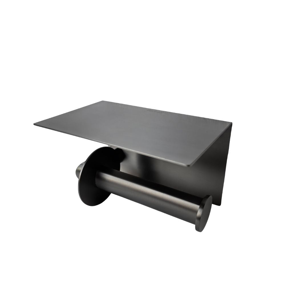 Beacon Mono toilet paper holder with back and top panel, designed for towel hooks, model 889007-1.