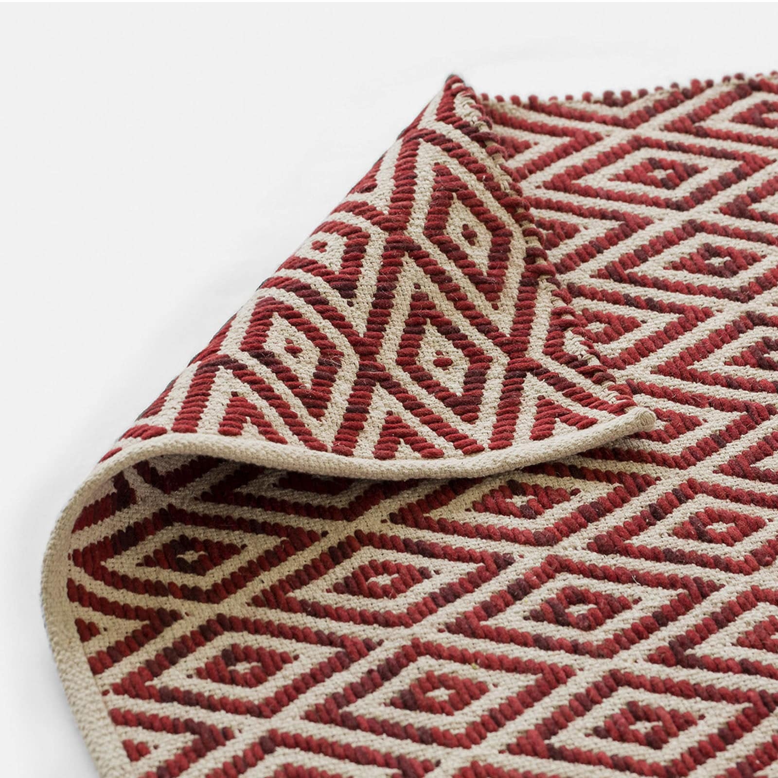 90X300 Cm Handmade Wool Rug Caterina-Red-Long -  Rugs | 90x300 سجادة صوف صناعة يدوية سم - ebarza Furniture UAE | Shop Modern Furniture in Abu Dhabi & Dubai - مفروشات ايبازرا في الامارات | تسوق اثاث عصري وديكورات مميزة في دبي وابوظبي