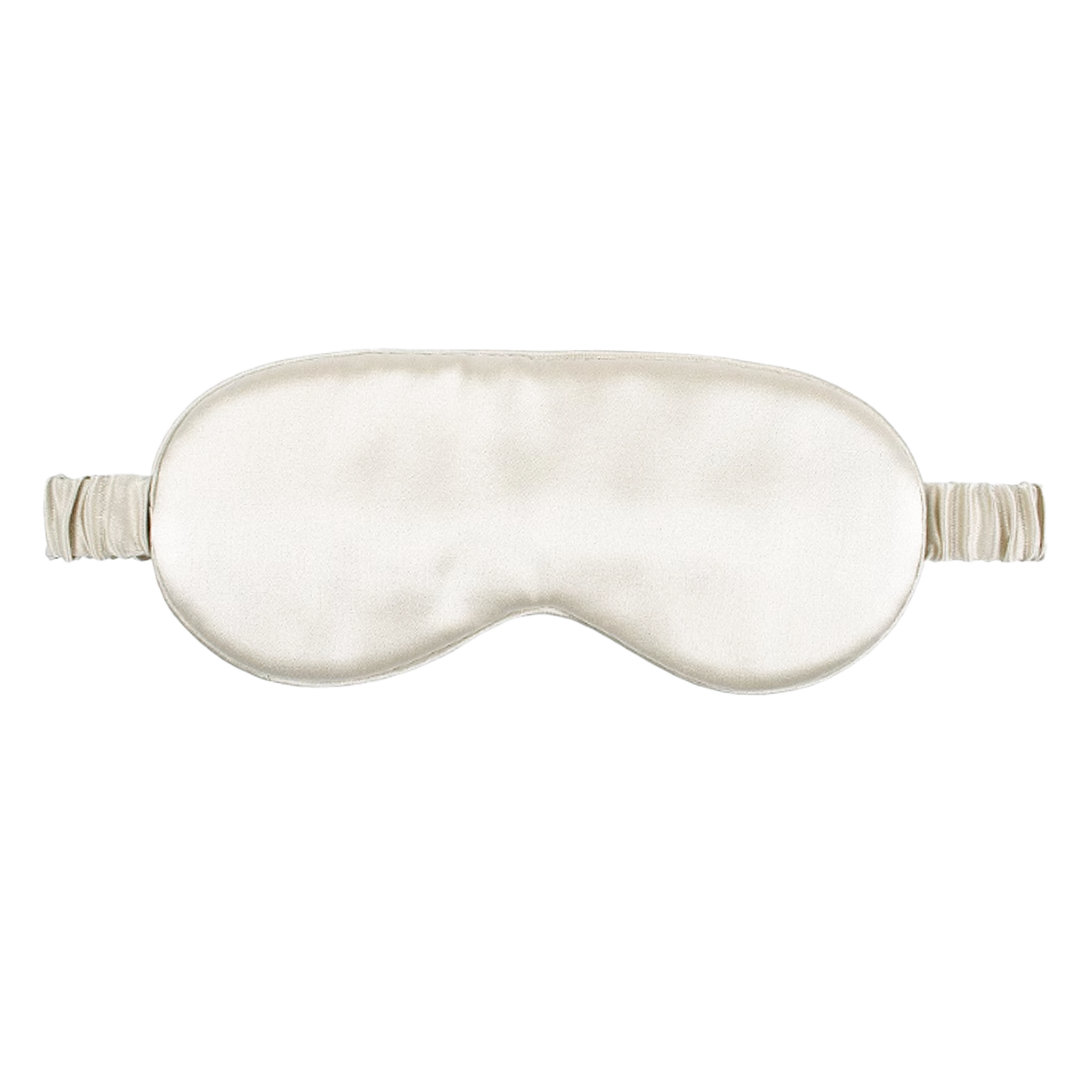 Ivory silk eye mask shell measuring 9x21 inches, soft bedding accessory by BEACON with 16mm silk fabric for comfort.