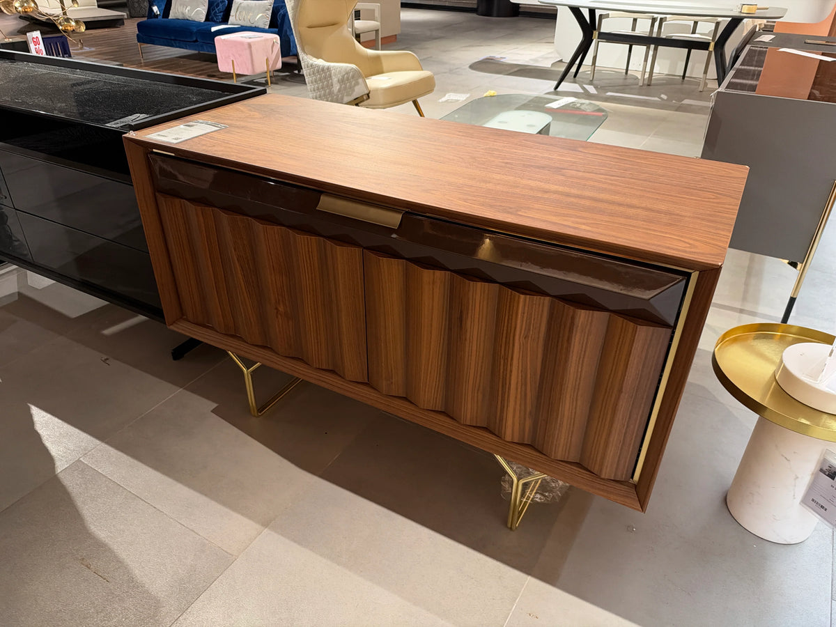 Display image of the Ginda dresser by YOL LIVING, showcasing its modern design and wood finish in an AS IS condition.