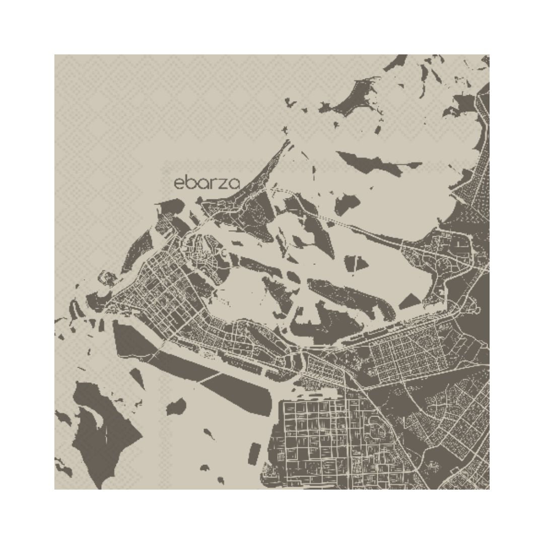 Printed paper napkin featuring Abu Dhabi map design from DNFDG-22353 brand, showcasing detailed city layout and colorful map illustration.