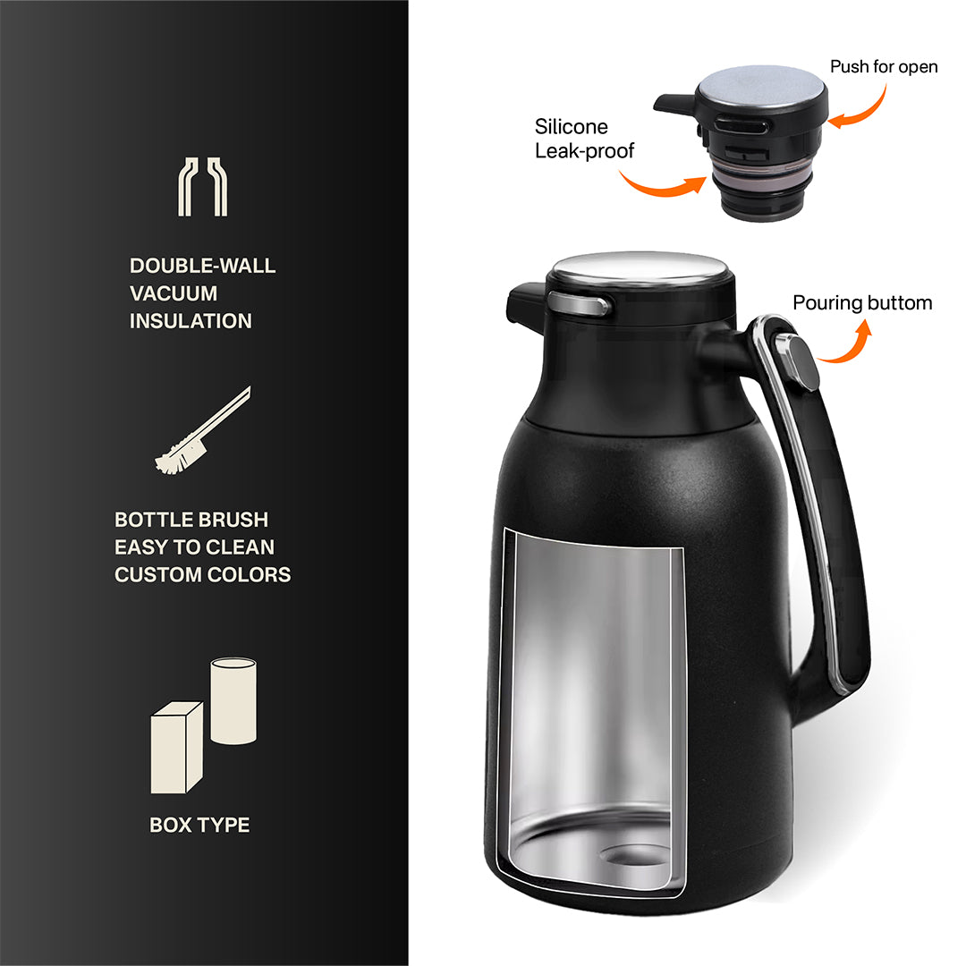 Pre-order 15 Days Delivery Alpo Thermal Coffee Carafe 2L ALP002PC68BKG - Black - Drinkware - ebarza Furniture UAE | Shop Modern Furniture in Abu Dhabi & Dubai - مفروشات ايبازرا في الامارات | تسوق اثاث عصري وديكورات مميزة في دبي وابوظبي