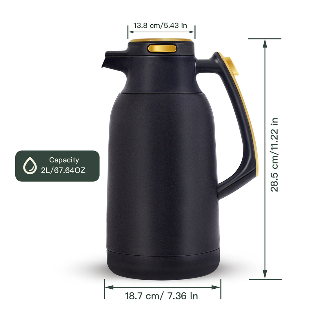 Pre-order 15 Days Delivery Alpo Thermal Coffee Carafe 2L ALP002PC68BKG - Black - Drinkware - ebarza Furniture UAE | Shop Modern Furniture in Abu Dhabi & Dubai - مفروشات ايبازرا في الامارات | تسوق اثاث عصري وديكورات مميزة في دبي وابوظبي