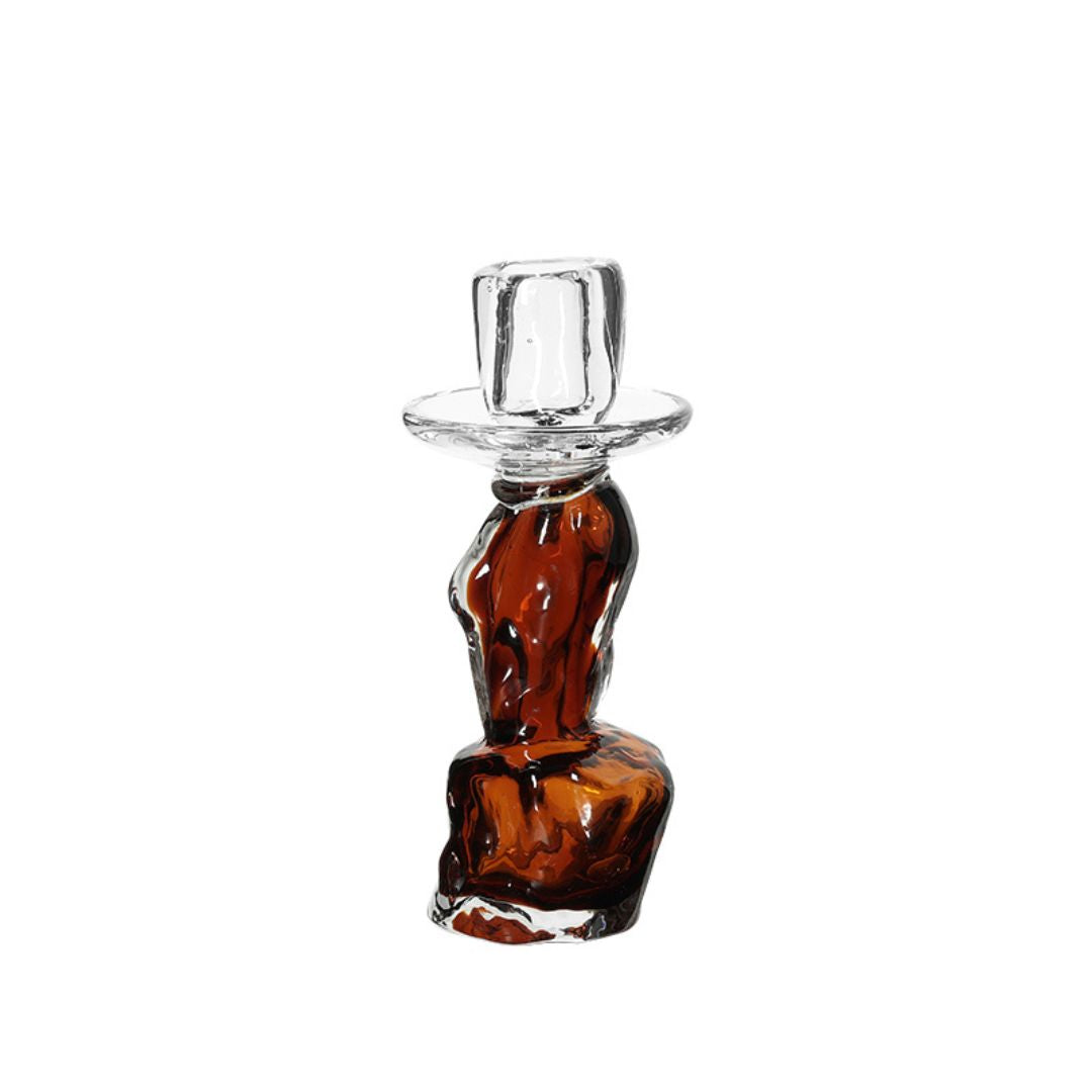 Pre-order 45 Days Delivery Amber Shadow Handmade Glass Candle Holder-B FB-E25060B - Candle Holders - ebarza Furniture UAE | Shop Modern Furniture in Abu Dhabi & Dubai - مفروشات ايبازرا في الامارات | تسوق اثاث عصري وديكورات مميزة في دبي وابوظبي