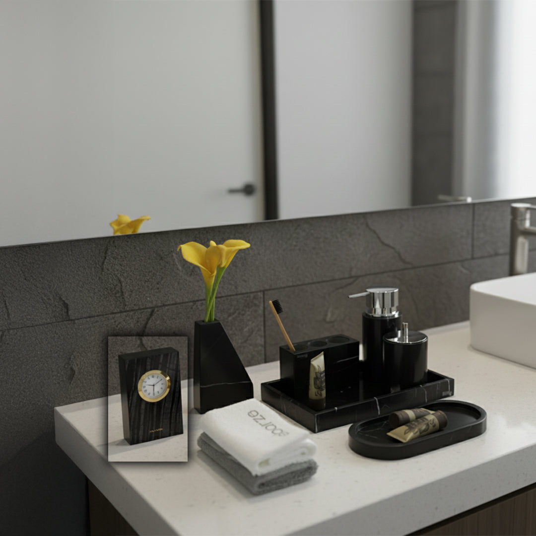 Ancient Wood Grain Marble Small Table Clock TCA891