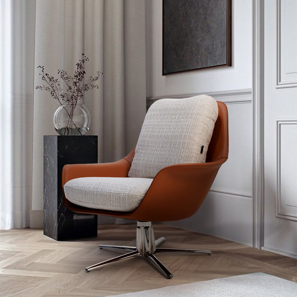 Swivel Serenity Shiny Stainless Steel Swivel Lounge Chair DJ610 PZ-2