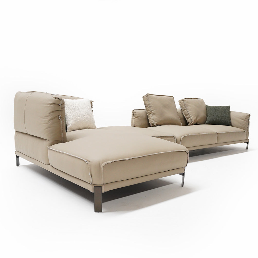 Leather High Rebound L shape Sponge Sofa K60 - Sofa - ebarza Furniture UAE | Shop Modern Furniture in Abu Dhabi & Dubai - مفروشات ايبازرا في الامارات | تسوق اثاث عصري وديكورات مميزة في دبي وابوظبي