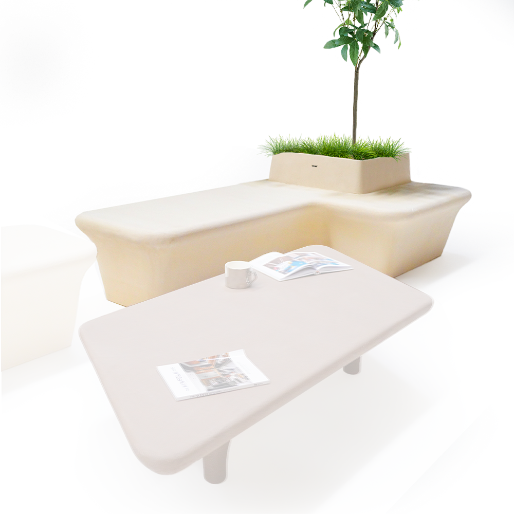Pre-order 35 Days Delivery Outdoor/Indoor Beige Planter Box And Bench XK-8172A - Planter Boxes - ebarza Furniture UAE | Shop Modern Furniture in Abu Dhabi & Dubai - مفروشات ايبازرا في الامارات | تسوق اثاث عصري وديكورات مميزة في دبي وابوظبي