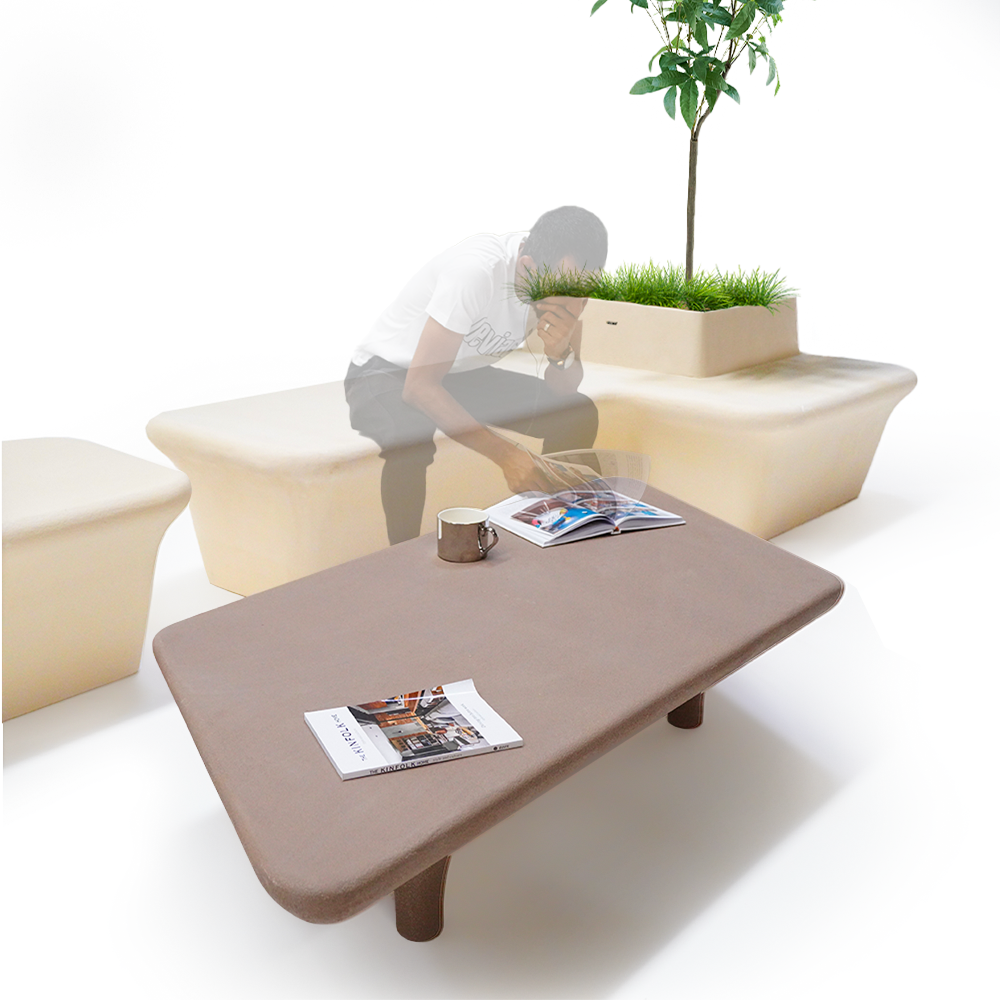 Pre-order 35 Days Delivery Outdoor/Indoor Beige Planter Box And Bench XK-8172A - Planter Boxes - ebarza Furniture UAE | Shop Modern Furniture in Abu Dhabi & Dubai - مفروشات ايبازرا في الامارات | تسوق اثاث عصري وديكورات مميزة في دبي وابوظبي