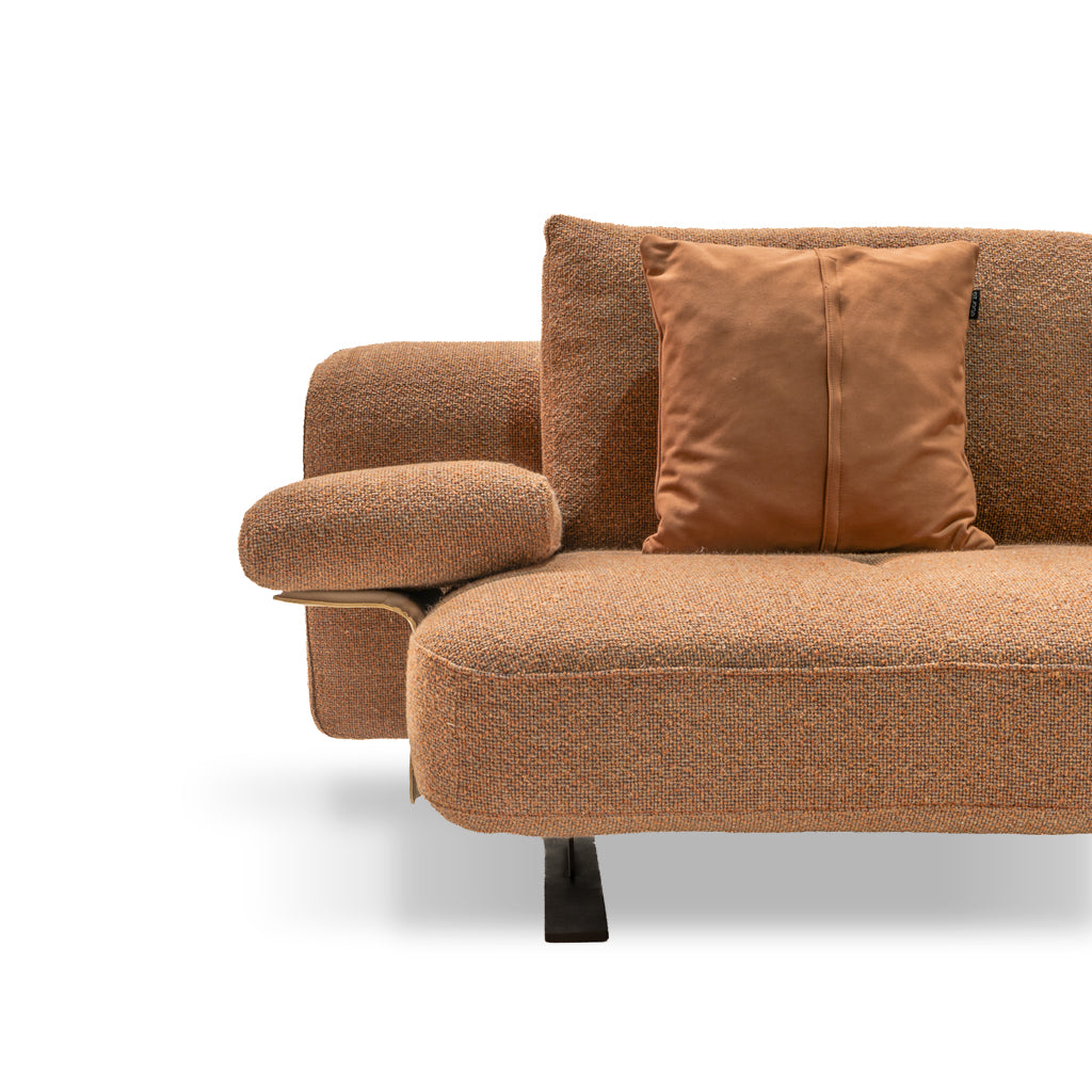 Modern Edge caramel 3-seater sofa by HOMAGE KOLTUK, featuring sleek design and comfortable seating in a contemporary living room setting.