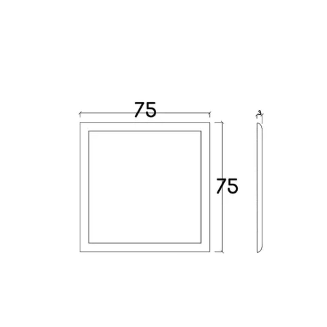 Square Arya Mirror by YOL LIVING, 75x75 cm with a sleek frame, shown hanging on a modern wall in a contemporary interior.