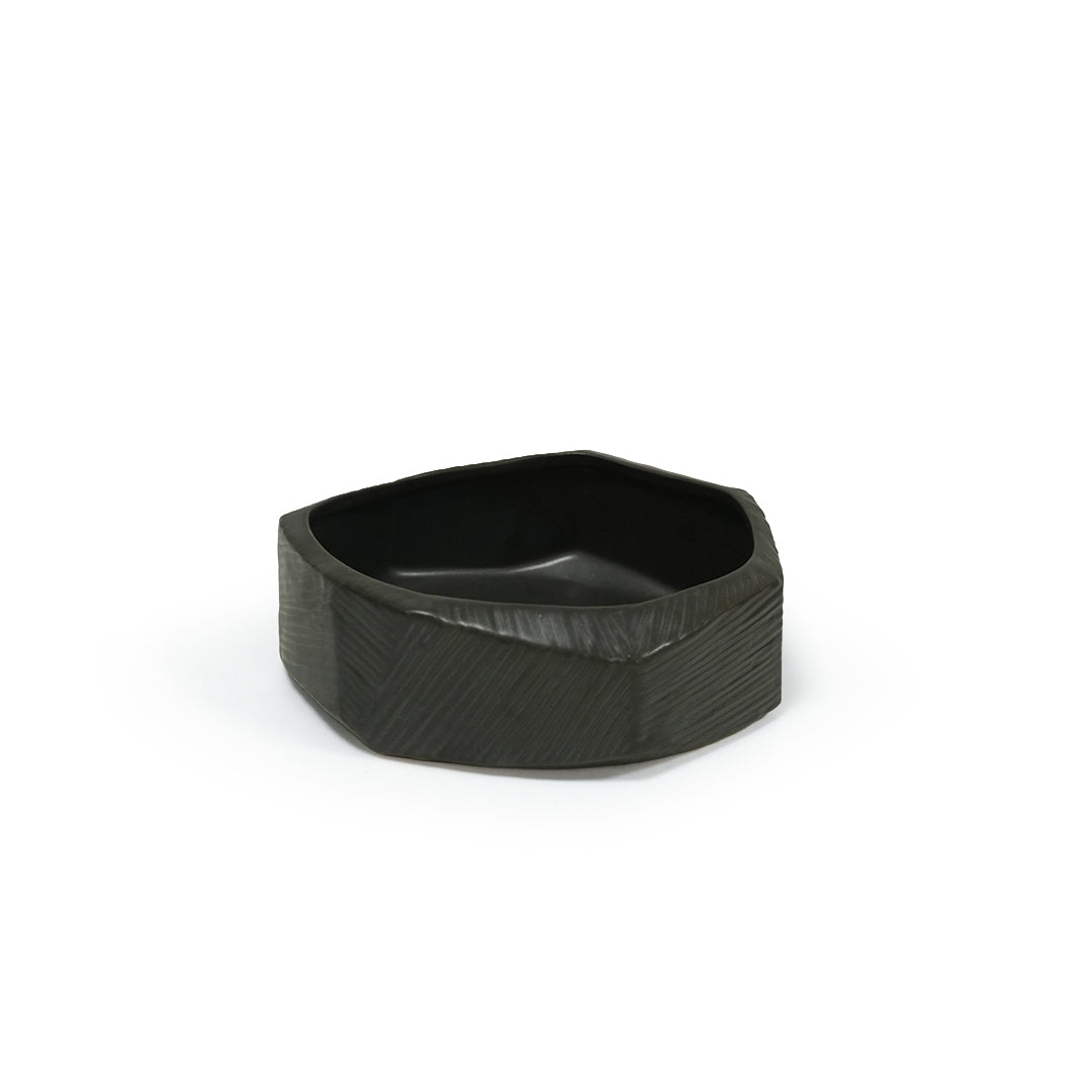 Black Volcanic Small Chizzled Bowl CB4420-15-R633 - Bowls - ebarza Furniture UAE | Shop Modern Furniture in Abu Dhabi & Dubai - مفروشات ايبازرا في الامارات | تسوق اثاث عصري وديكورات مميزة في دبي وابوظبي