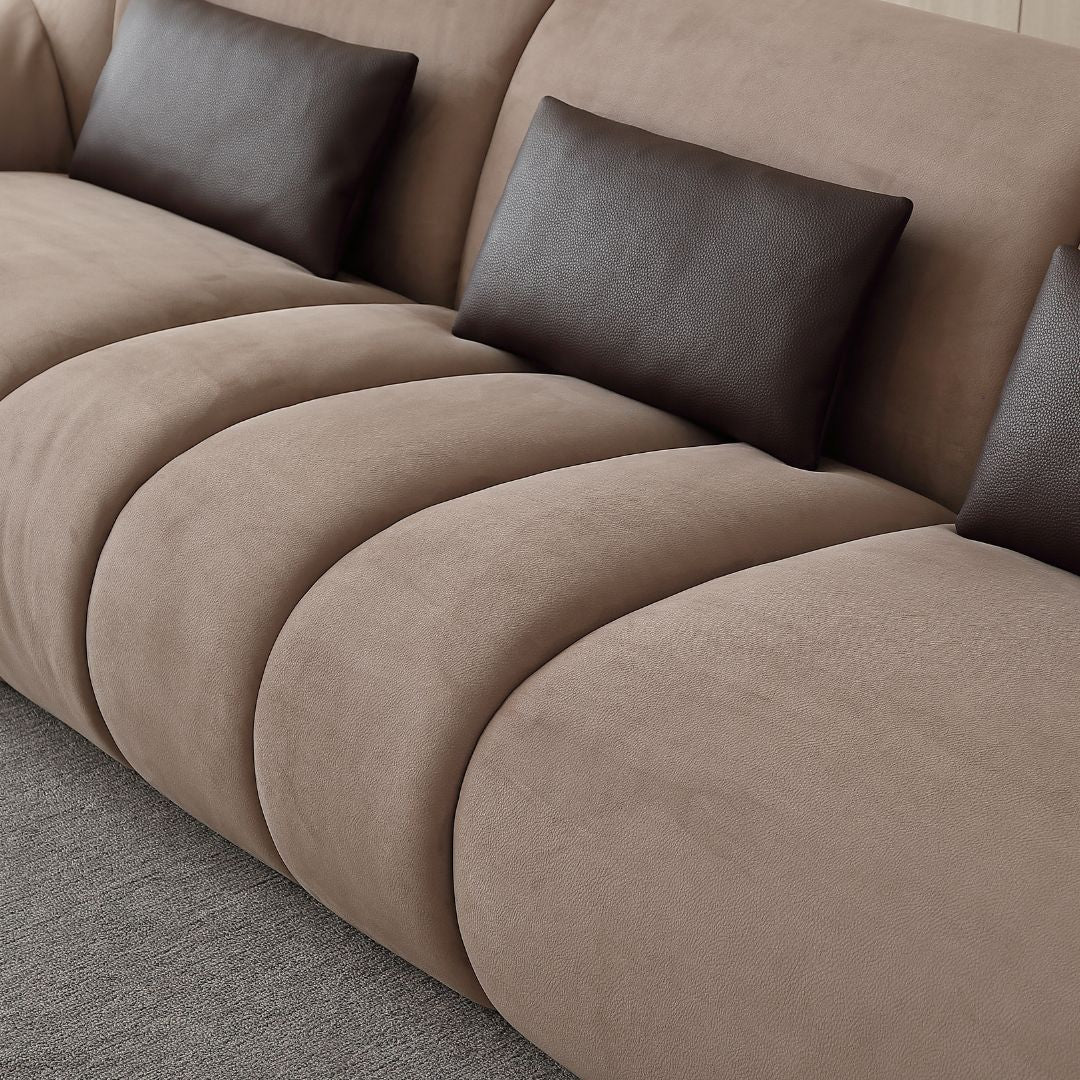BEACON Blob 4-Seater sofa with three parts, featuring modern design and plush cushions, ideal for contemporary living rooms.