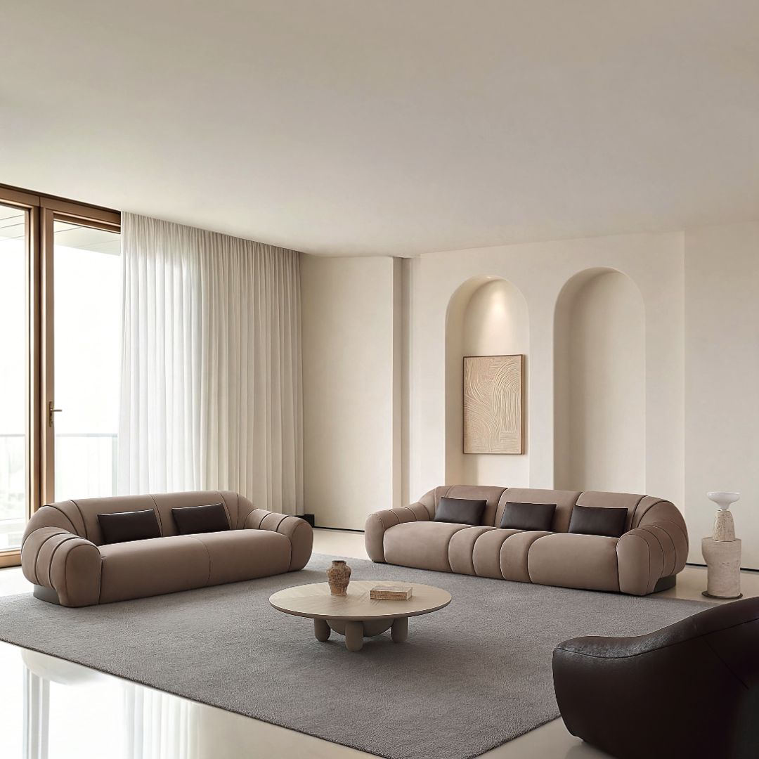 BEACON MEDG Blob 4-Seater sofa with three parts, featuring modern design and plush cushions, ideal for contemporary living rooms.