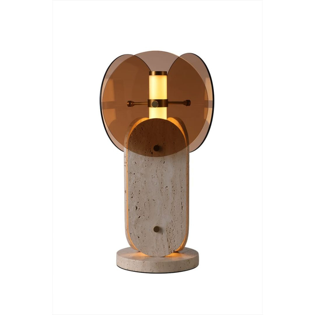 Brass Aluminum And Travertine LED Table Lamp MT21955-3-280 - Desk/table Lamps - ebarza Furniture UAE | Shop Modern Furniture in Abu Dhabi & Dubai - مفروشات ايبازرا في الامارات | تسوق اثاث عصري وديكورات مميزة في دبي وابوظبي