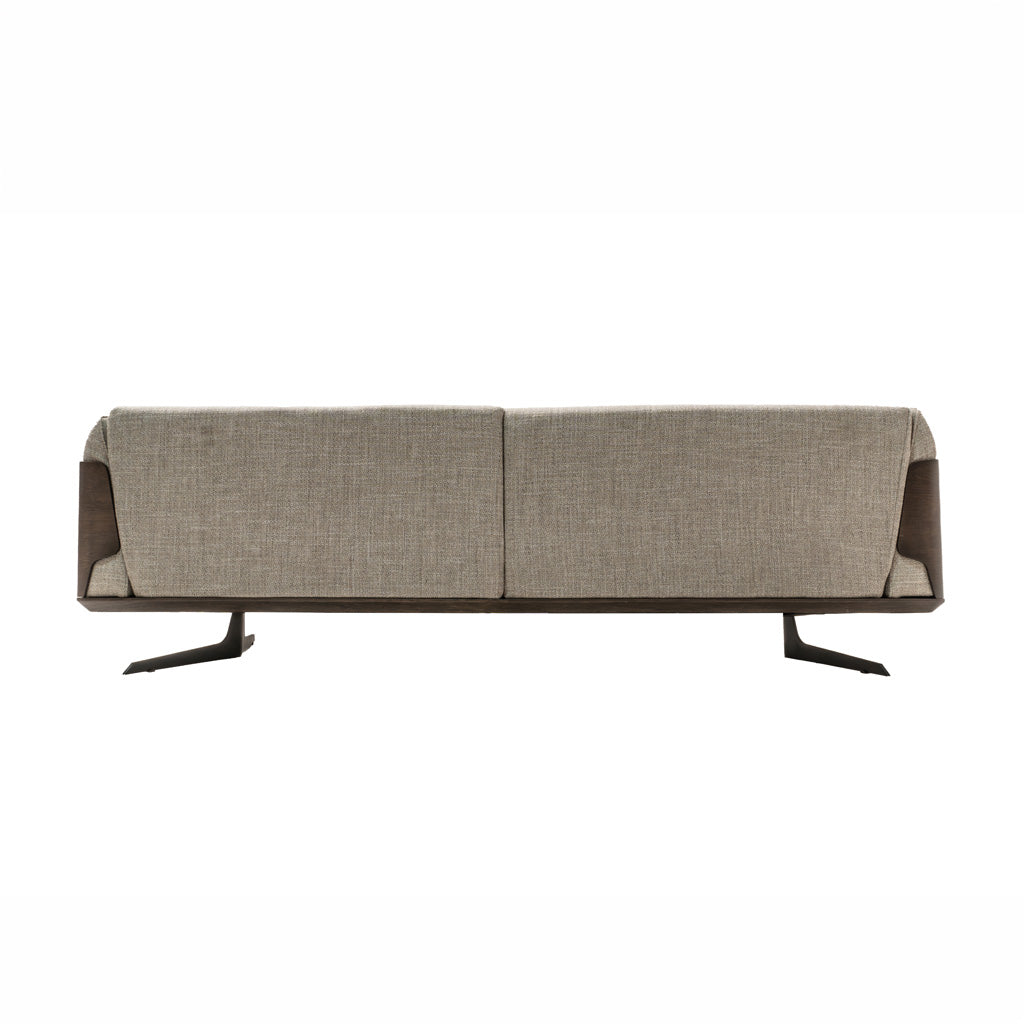HOMAGE KOLTUK Brooklyn GAMMA sofa in beige fabric with plush cushions and modern design, shown from side angle.