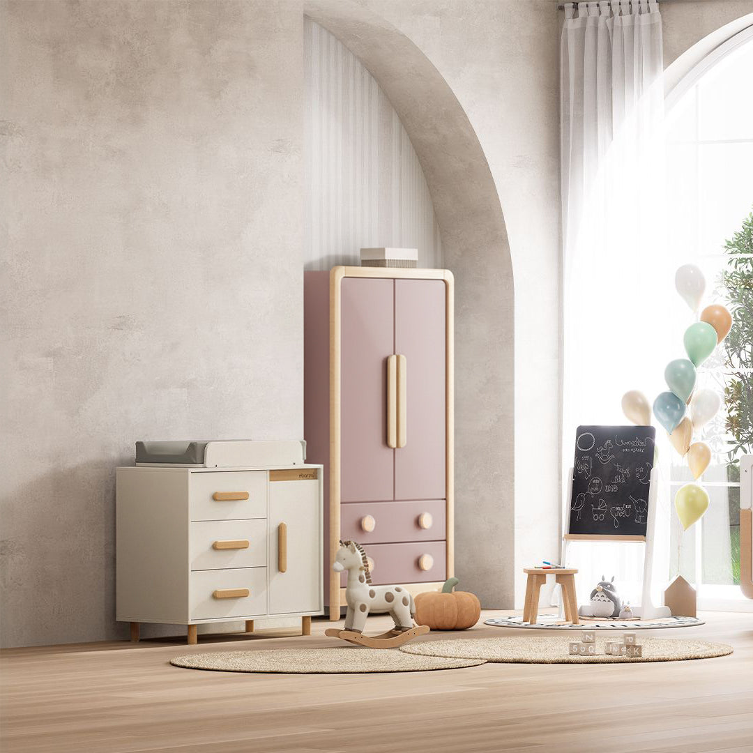 Byron 2 Door Kids wardrobe with 2 drawers BK-BY2DWR2DV23/CHBH - Kids - ebarza Furniture UAE | Shop Modern Furniture in Abu Dhabi & Dubai - مفروشات ايبازرا في الامارات | تسوق اثاث عصري وديكورات مميزة في دبي وابوظبي