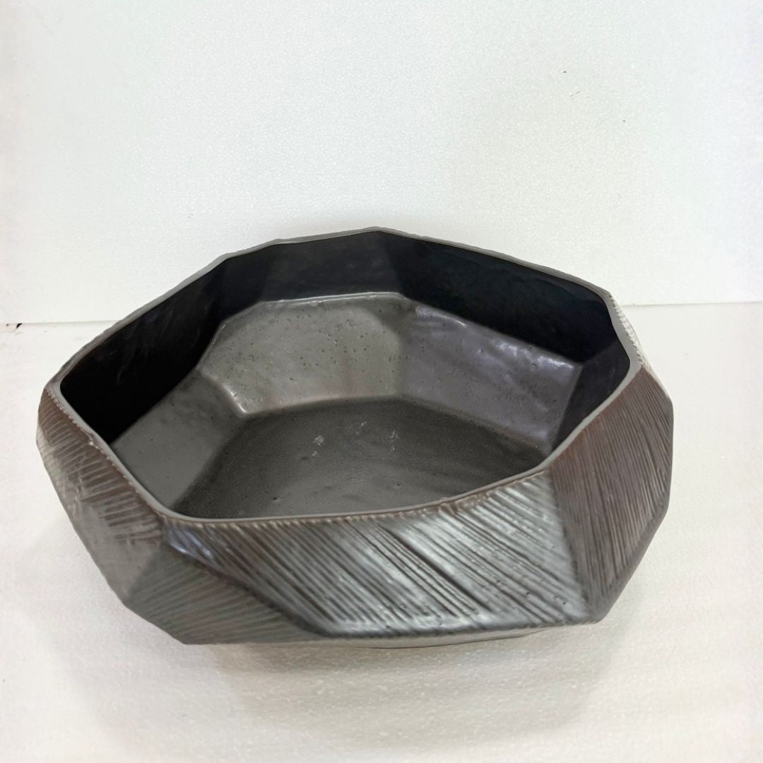 Pre-order 65 Days Delivery Black Volcanic J bowl - Large CB4399-34-R633 - Bowls - ebarza Furniture UAE | Shop Modern Furniture in Abu Dhabi & Dubai - مفروشات ايبازرا في الامارات | تسوق اثاث عصري وديكورات مميزة في دبي وابوظبي