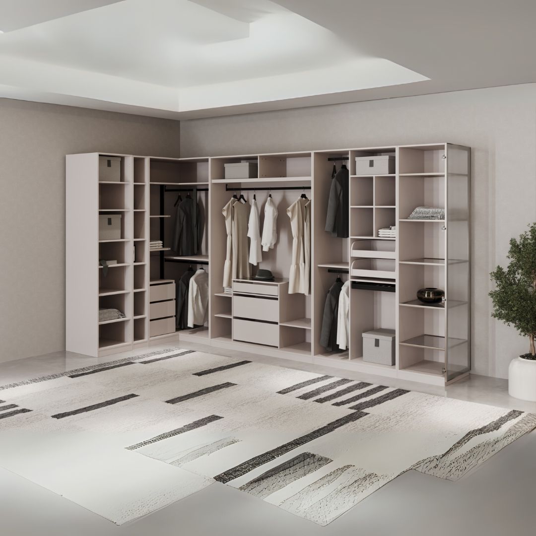 Pre-order 25 Days Delivery Cashmere 25 CM WARDROBE WITH GLASS DOOR - Cabinets - ebarza Furniture UAE | Shop Modern Furniture in Abu Dhabi & Dubai - مفروشات ايبازرا في الامارات | تسوق اثاث عصري وديكورات مميزة في دبي وابوظبي