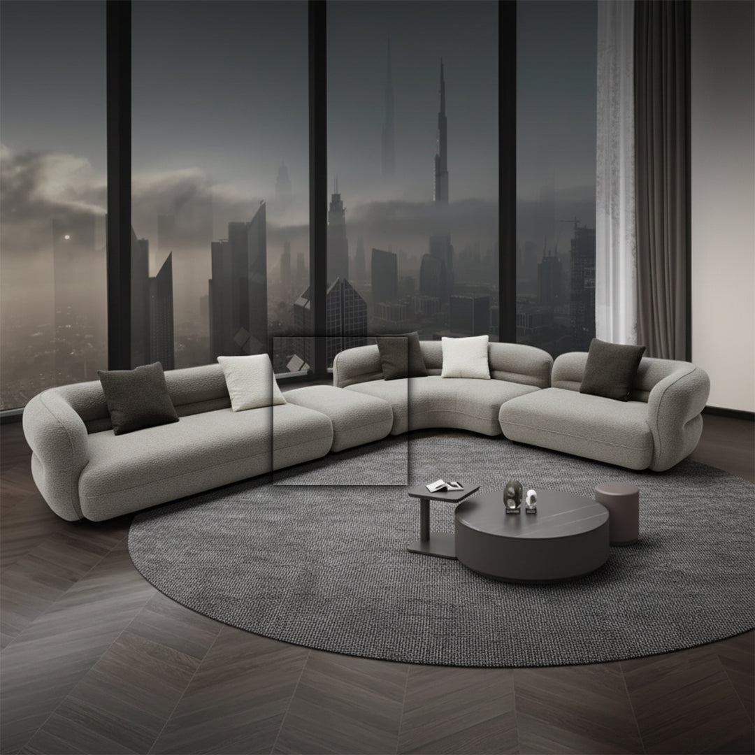 Cotton and linen fabric single sofa module by BEACON, featuring a modern design with plush cushions and neutral upholstery.