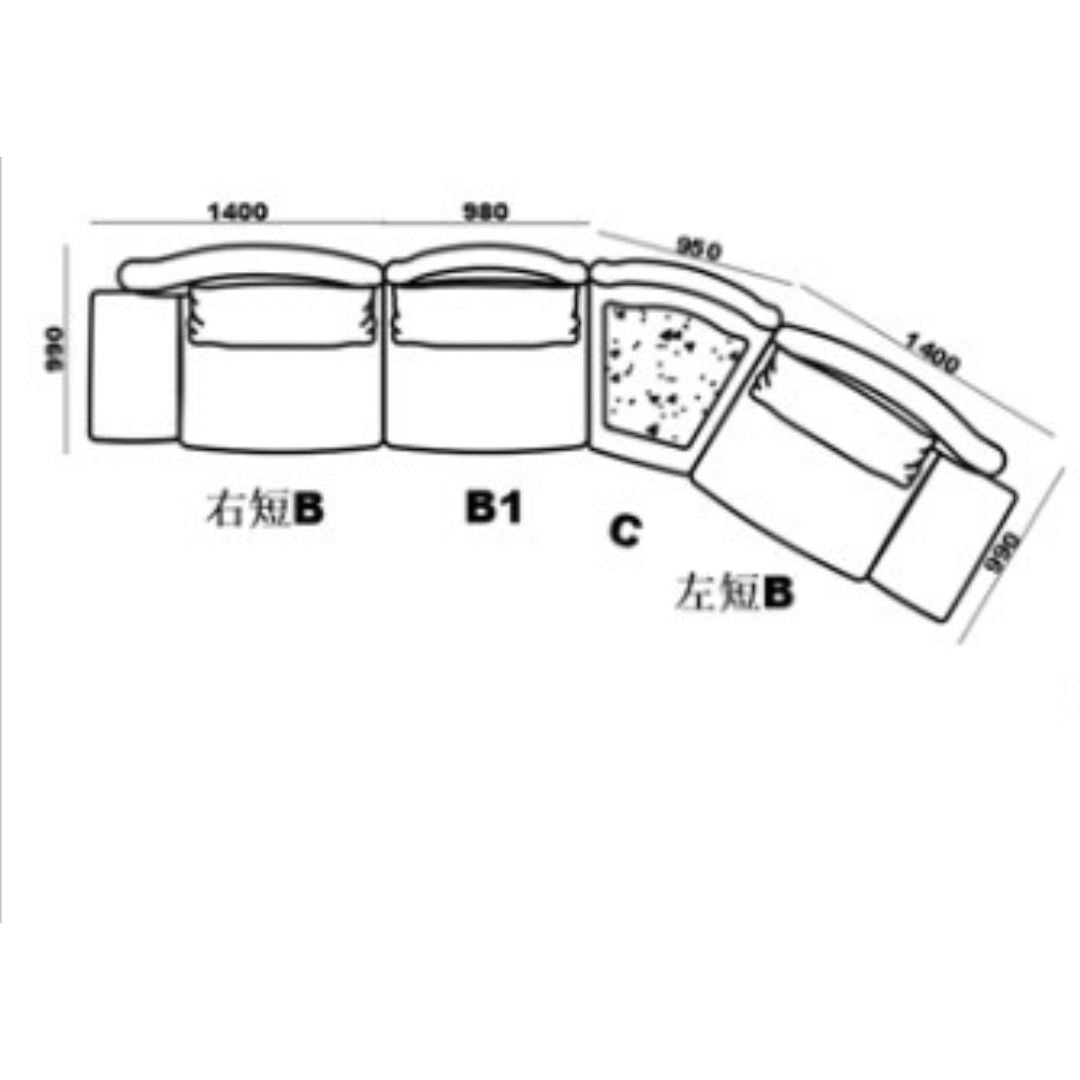 Curve Modular Sofa SF-109 EXM-01 - Sofas - ebarza Furniture UAE | Shop Modern Furniture in Abu Dhabi & Dubai - مفروشات ايبازرا في الامارات | تسوق اثاث عصري وديكورات مميزة في دبي وابوظبي