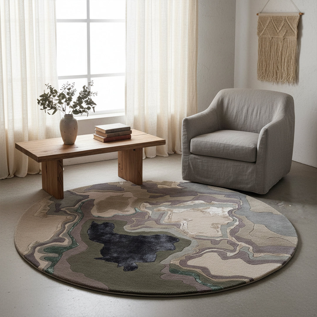 D150 Cm Handmade Wool Rug Jh-20728 Round - Rugs - ebarza Furniture UAE | Shop Modern Furniture in Abu Dhabi & Dubai - مفروشات ايبازرا في الامارات | تسوق اثاث عصري وديكورات مميزة في دبي وابوظبي