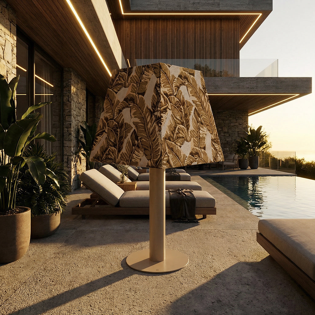 Beacon Dai outdoor floor lamp with solar power, smart outdoor lighting, durable design, ideal for garden or patio lighting.