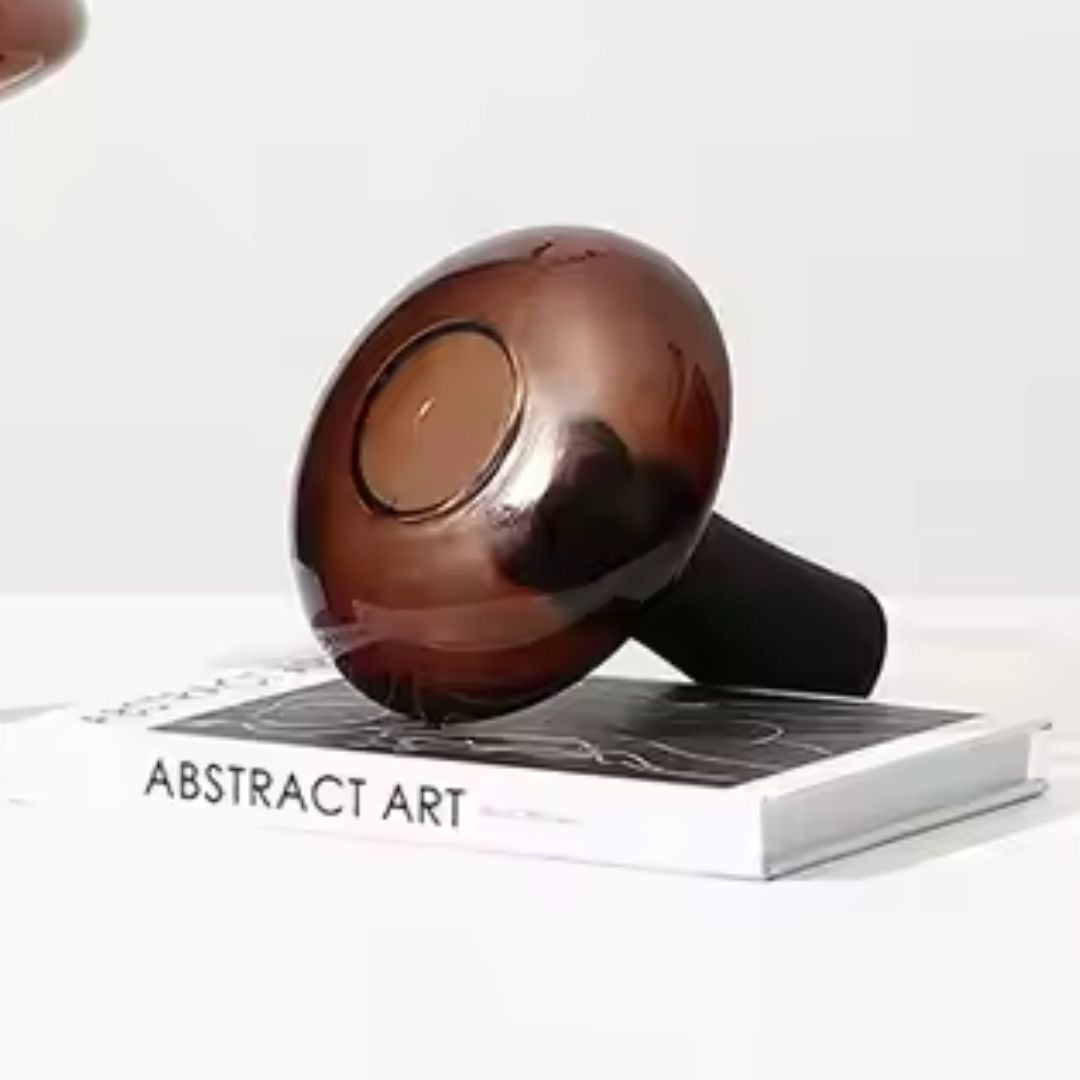 Deep Amber & Black Glass Bud Vase With Stem - Medium FB-ZS2214B - Vases - ebarza Furniture UAE | Shop Modern Furniture in Abu Dhabi & Dubai - مفروشات ايبازرا في الامارات | تسوق اثاث عصري وديكورات مميزة في دبي وابوظبي