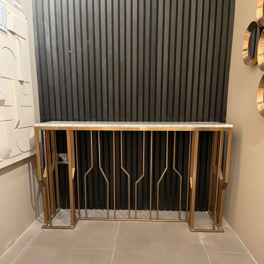 Display item - Natural Marble & Stainless Steel Console Table Bp8812- S-Rg - YAS