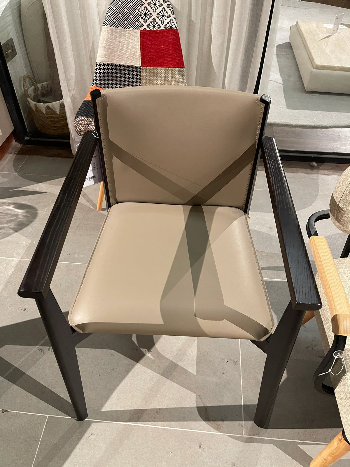 Display Item - Dark Saddle Leather With Arm Dining Chair PS-B132 - Yas