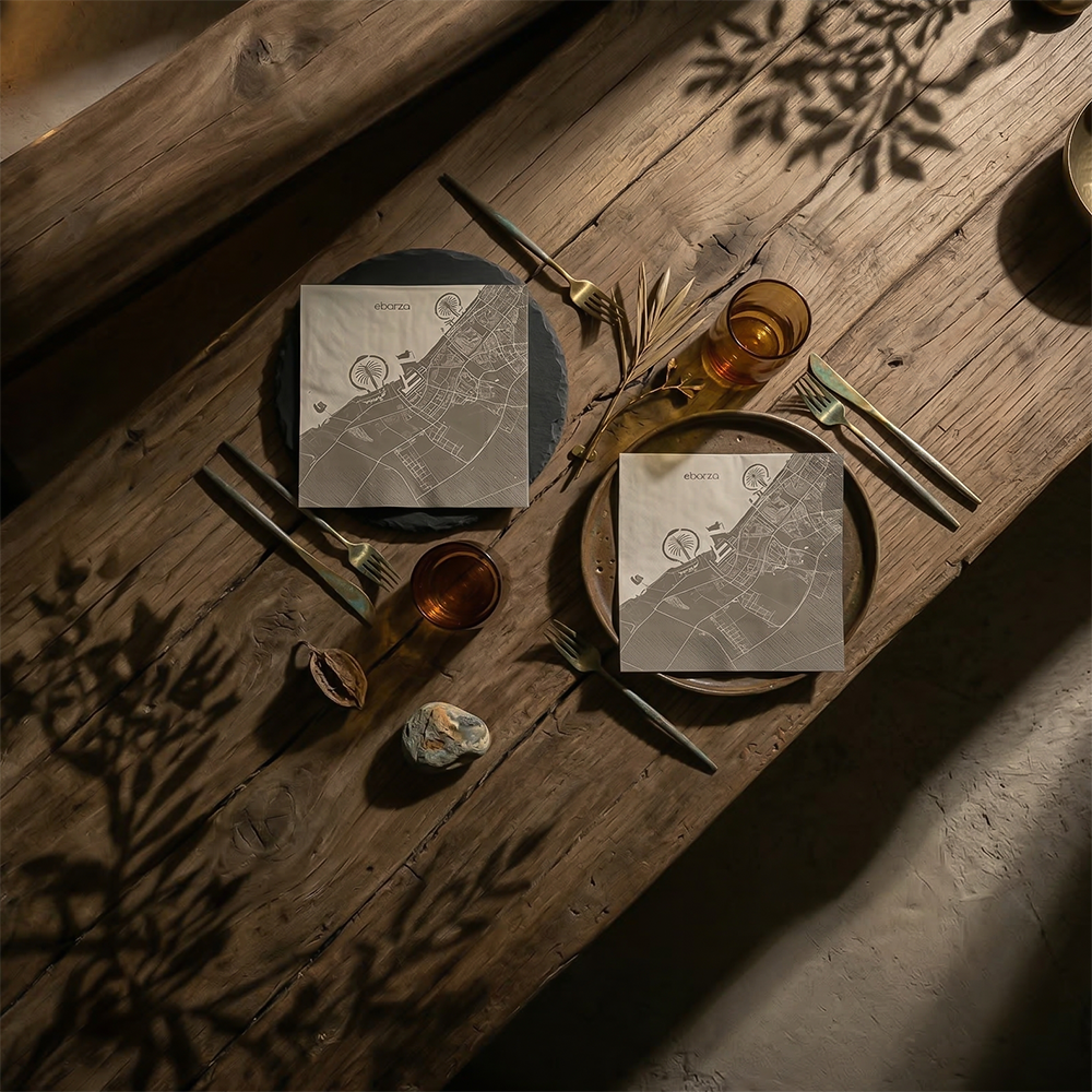 Dubai map printed paper napkin by DNFDG, featuring detailed Dubai city map design, perfect for themed events and gatherings.