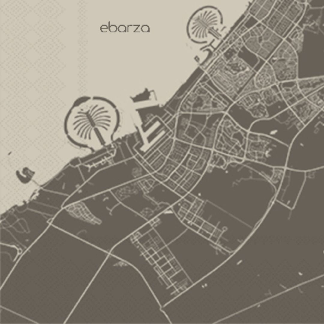 Dubai map printed paper napkin from DNFDG-22353, featuring a detailed Dubai city map design on white paper napkin.