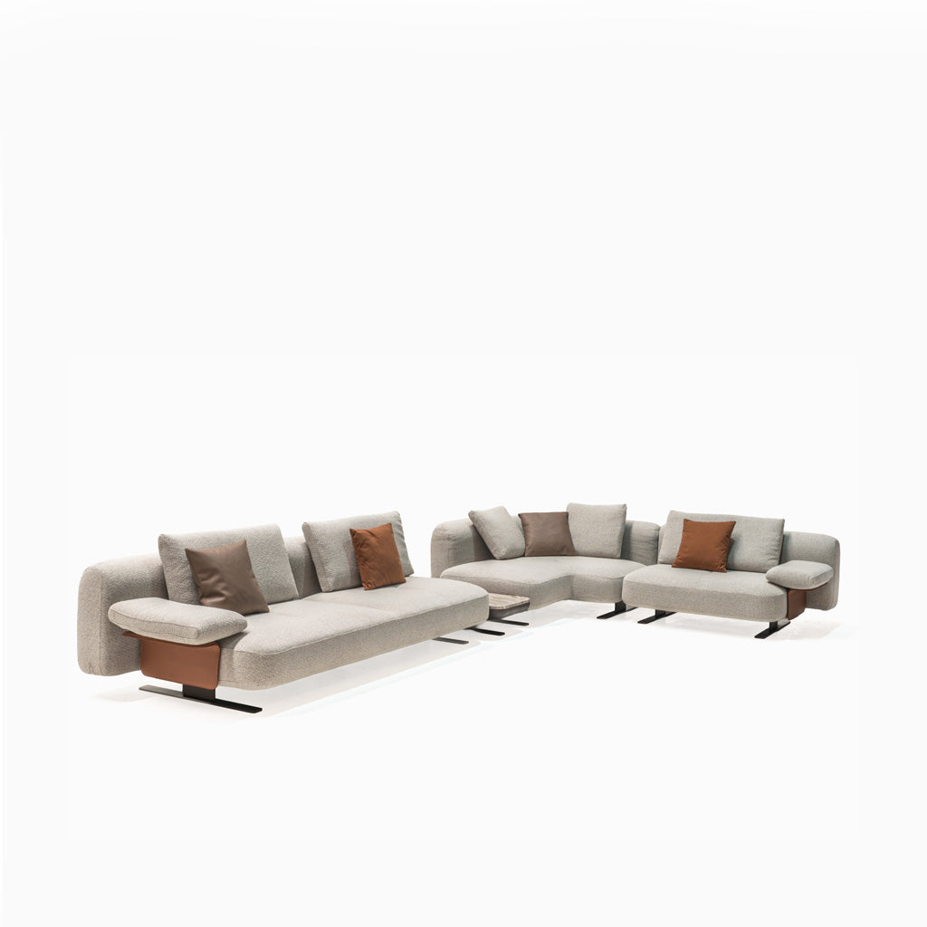 Edge Corner Sofa Set With Marble Side Table - A B C Marble Table HOM01