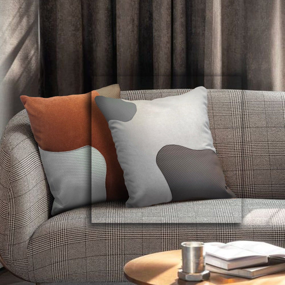53x53Cm Patchwork Cushion KD2356 -GREY&WHITE - Cushions - ebarza Furniture UAE | Shop Modern Furniture in Abu Dhabi & Dubai - مفروشات ايبازرا في الامارات | تسوق اثاث عصري وديكورات مميزة في دبي وابوظبي
