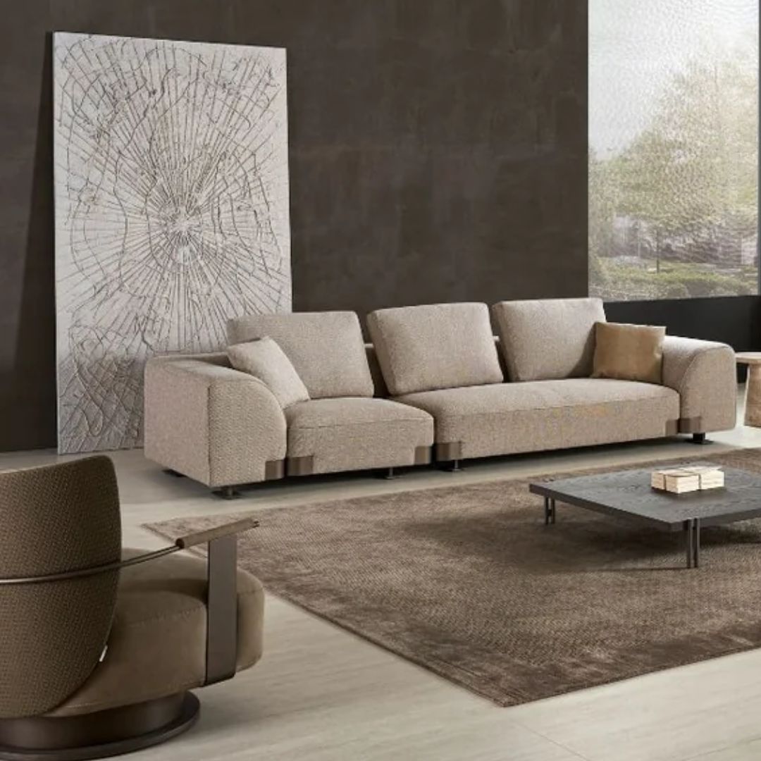 BEACON Forma 4-Seater Sofa in modern fabric with plush cushions, measuring 320 cm, perfect for comfortable living room seating.