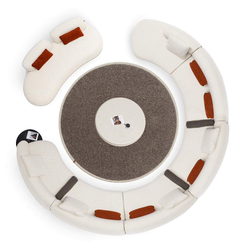 Teddy Curved Sofa with SideTable SF061 - Sofas - ebarza Furniture UAE | Shop Modern Furniture in Abu Dhabi & Dubai - مفروشات ايبازرا في الامارات | تسوق اثاث عصري وديكورات مميزة في دبي وابوظبي