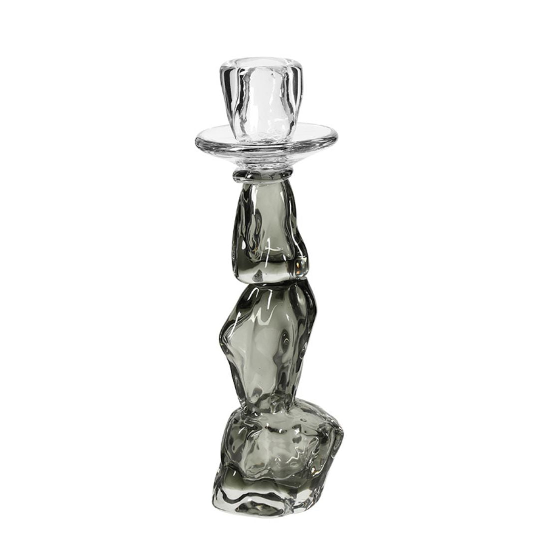 Pre-order 45 Days Delivery Gray Shadow Handmade Glass Candle Holder-A FB-E25060A - Candle Holders - ebarza Furniture UAE | Shop Modern Furniture in Abu Dhabi & Dubai - مفروشات ايبازرا في الامارات | تسوق اثاث عصري وديكورات مميزة في دبي وابوظبي