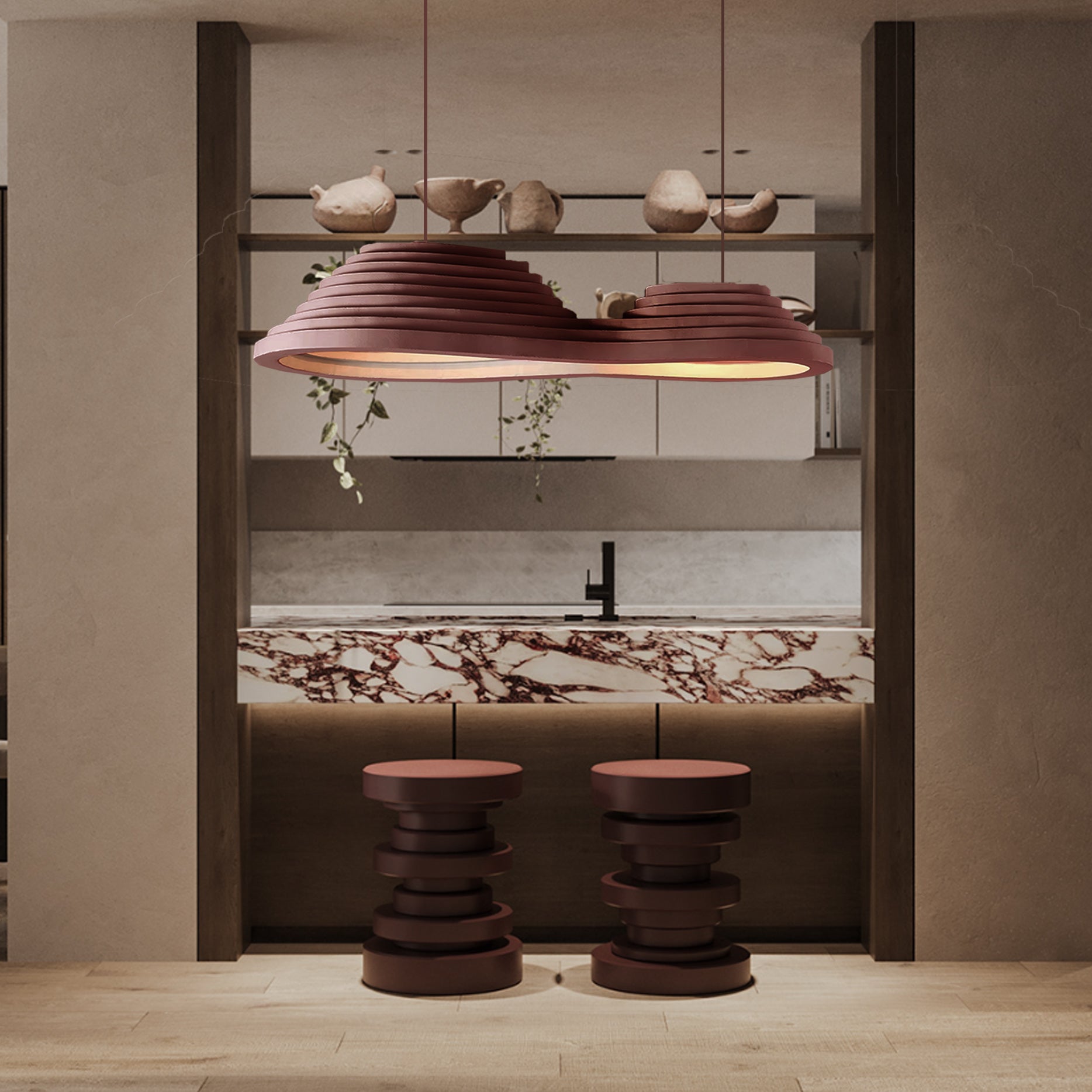 Wabi Sabi Clay Pendant Light HTD-IW1433-075-Clay - Pendant Lamps - ebarza Furniture UAE | Shop Modern Furniture in Abu Dhabi & Dubai - مفروشات ايبازرا في الامارات | تسوق اثاث عصري وديكورات مميزة في دبي وابوظبي