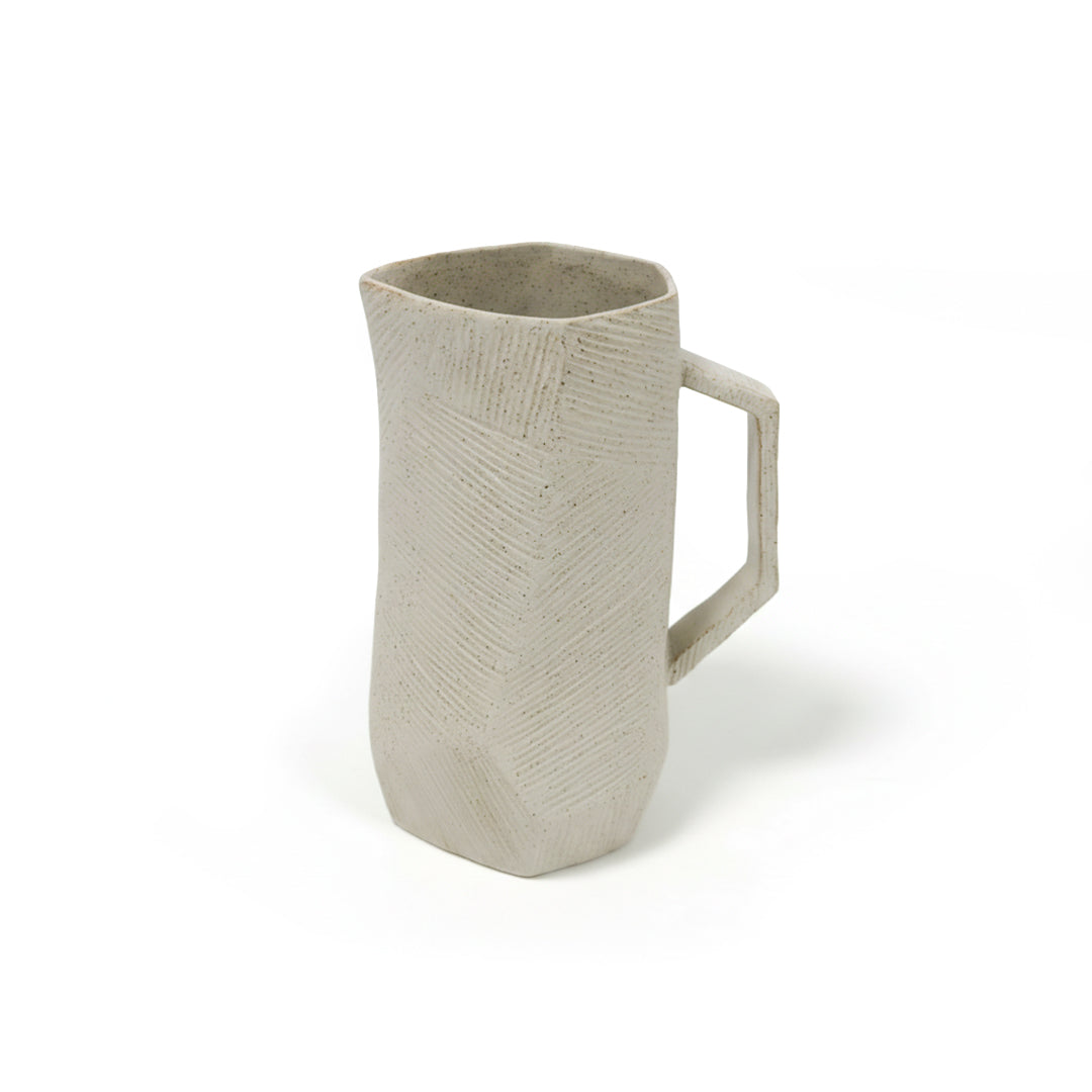 Hessian Off-White Chizzled Jug CB4366-23-R537 - Drinkware - ebarza Furniture UAE | Shop Modern Furniture in Abu Dhabi & Dubai - مفروشات ايبازرا في الامارات | تسوق اثاث عصري وديكورات مميزة في دبي وابوظبي