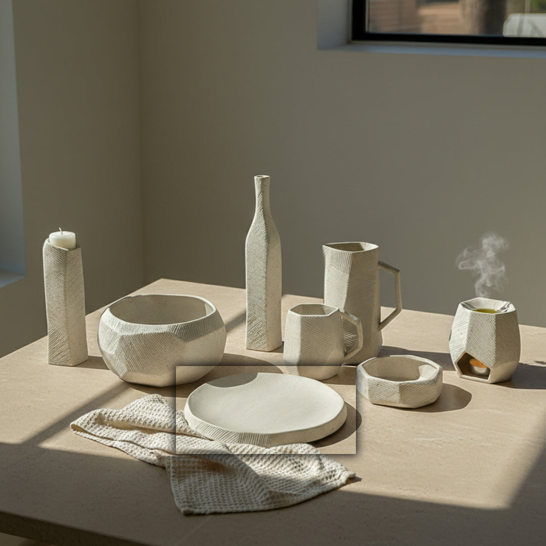 Hessian Off-White Medium Chizzled Plate CB4365-27-R537 - Plates - ebarza Furniture UAE | Shop Modern Furniture in Abu Dhabi & Dubai - مفروشات ايبازرا في الامارات | تسوق اثاث عصري وديكورات مميزة في دبي وابوظبي