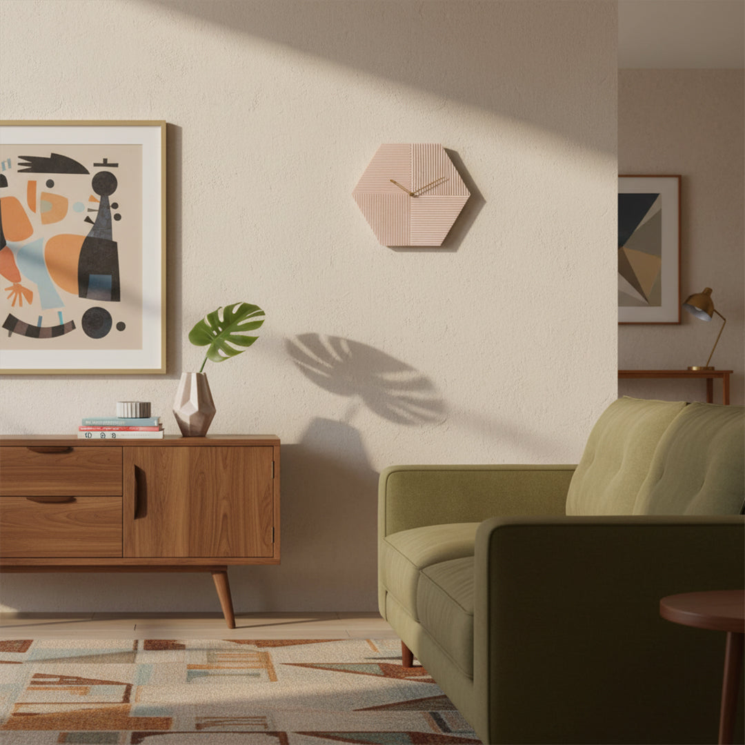 Hexagon Wall Clock WCF217 - Clocks - ebarza Furniture UAE | Shop Modern Furniture in Abu Dhabi & Dubai - مفروشات ايبازرا في الامارات | تسوق اثاث عصري وديكورات مميزة في دبي وابوظبي
