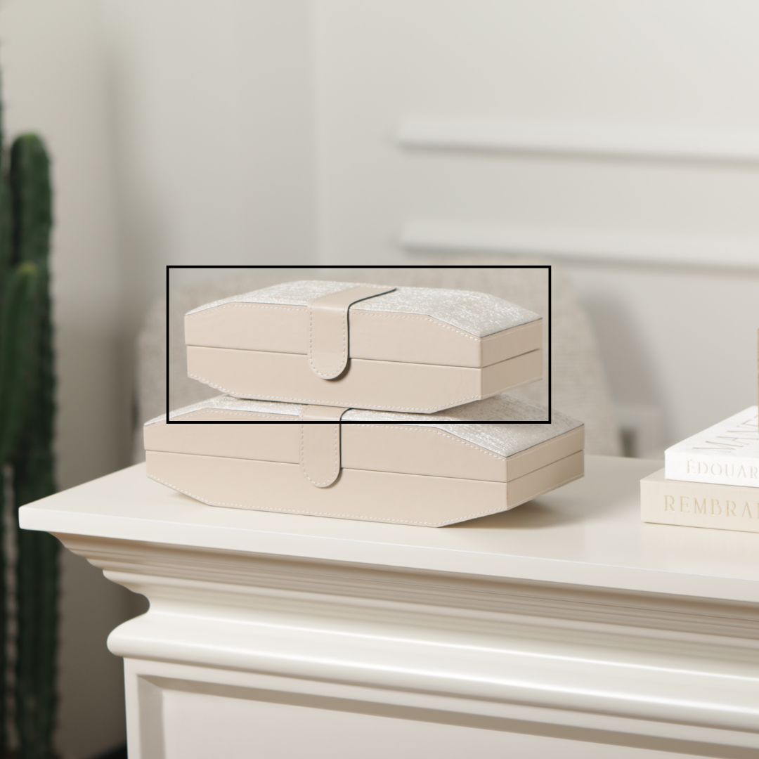 KD5022AS - طلب مسبق – توصيل خلال 15 يوم – صندوق مجوهرات جلدي بمفصلات حجم صغير