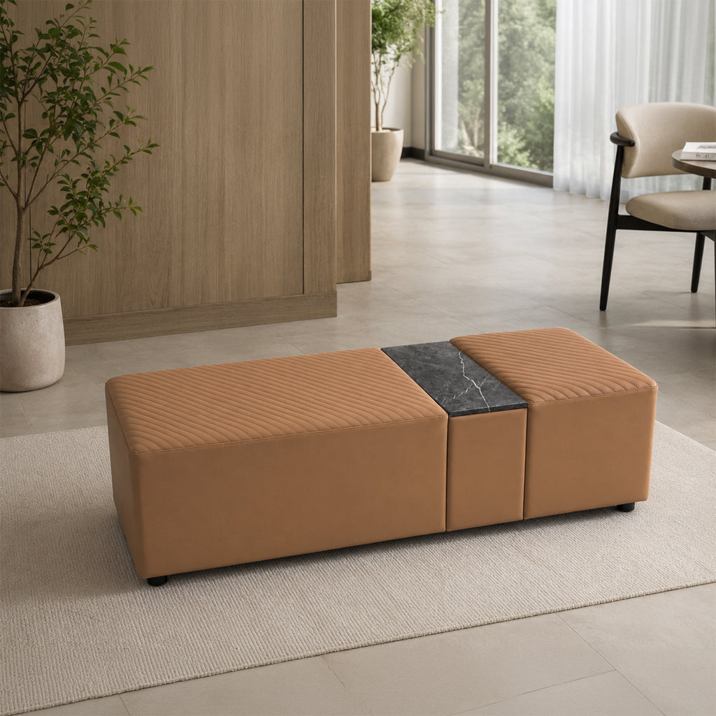 Pre-order 90 Days Delivery Flannelette Bench With Marble Table - Ipd-388