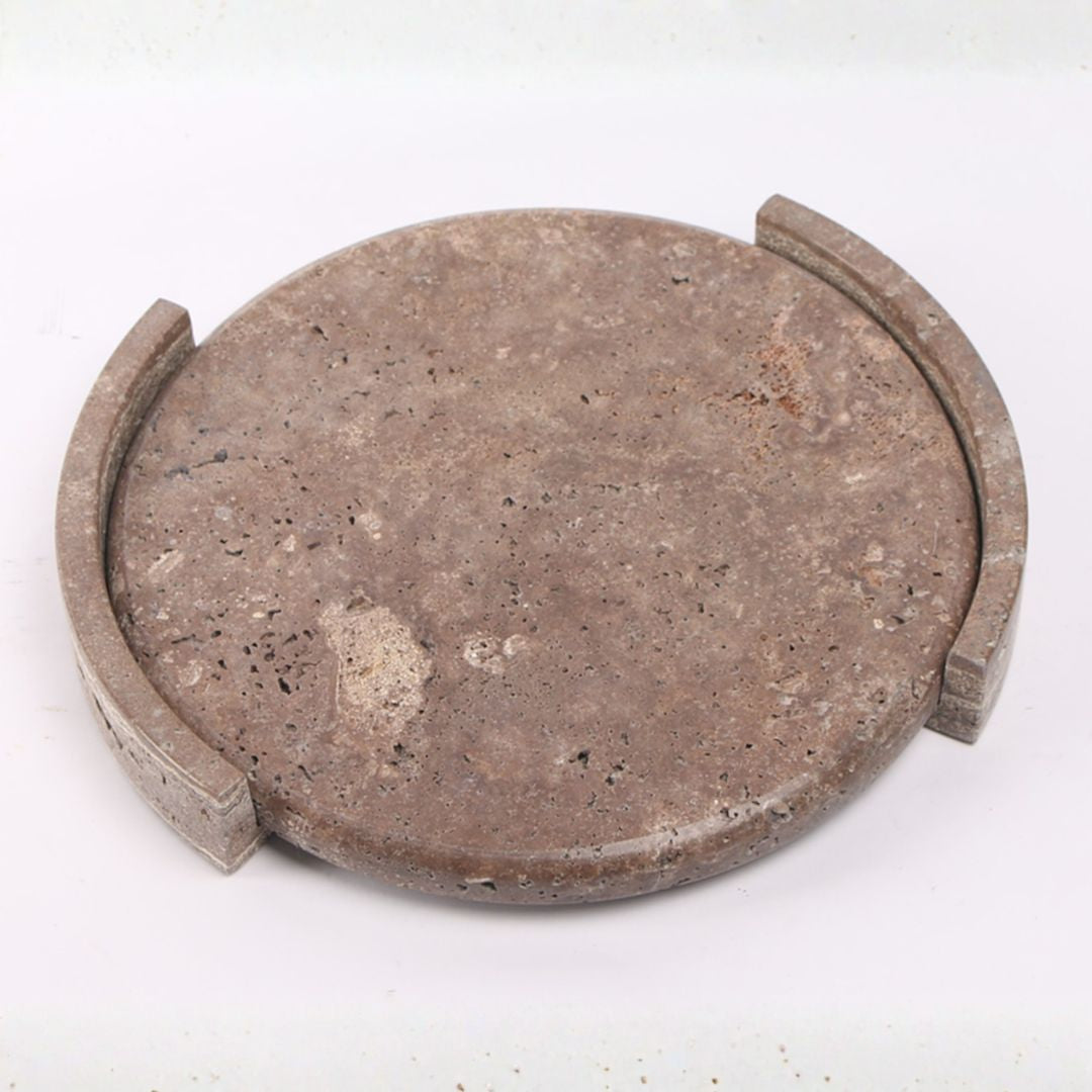 Pre-order 15 Days Delivery Round WAM BEIGE Marble Tray KC5041 - Trays - ebarza Furniture UAE | Shop Modern Furniture in Abu Dhabi & Dubai - مفروشات ايبازرا في الامارات | تسوق اثاث عصري وديكورات مميزة في دبي وابوظبي