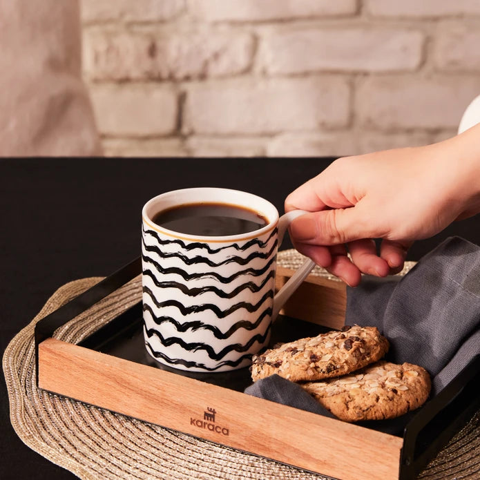 Karaca Zigzag Mug 360 Ml Black 153.09.01.2791 - Mugs - ebarza Furniture UAE | Shop Modern Furniture in Abu Dhabi & Dubai - مفروشات ايبازرا في الامارات | تسوق اثاث عصري وديكورات مميزة في دبي وابوظبي