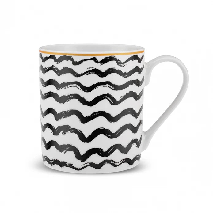 Karaca Zigzag Mug 360 Ml Black 153.09.01.2791 - Mugs - ebarza Furniture UAE | Shop Modern Furniture in Abu Dhabi & Dubai - مفروشات ايبازرا في الامارات | تسوق اثاث عصري وديكورات مميزة في دبي وابوظبي