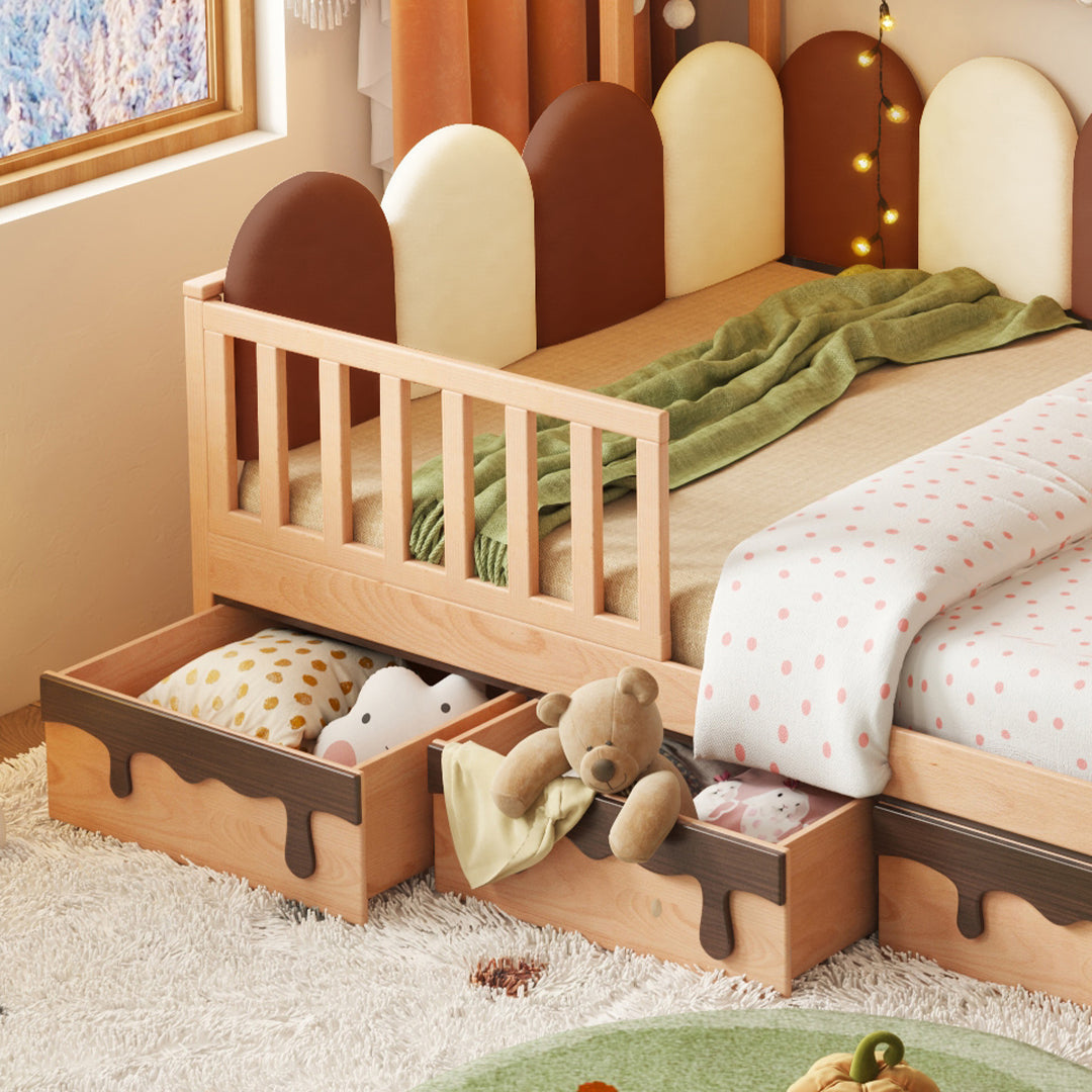 Pre-order 25 Days Delivery Neapolitan Kid Bed With drawers E2221F - Kids Beds - ebarza Furniture UAE | Shop Modern Furniture in Abu Dhabi & Dubai - مفروشات ايبازرا في الامارات | تسوق اثاث عصري وديكورات مميزة في دبي وابوظبي
