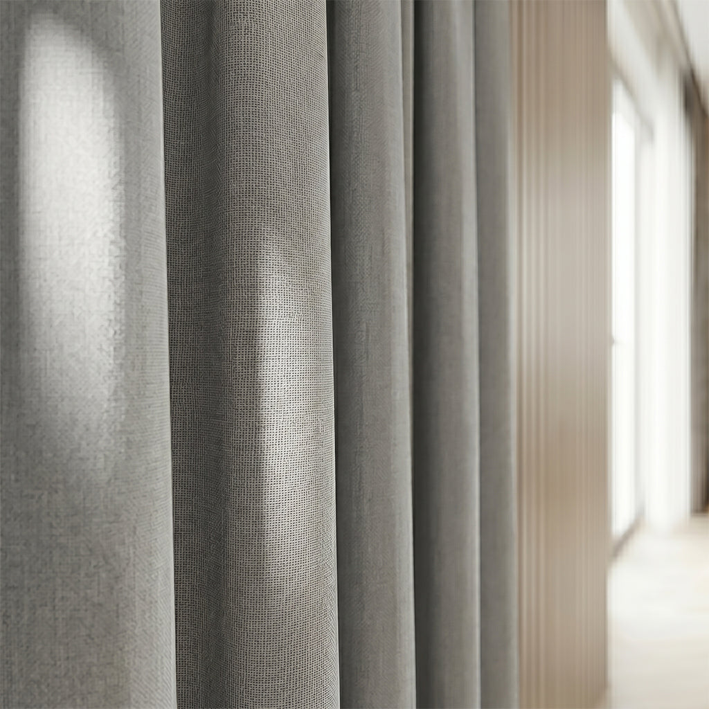 Beige lichen-patterned polyester curtain fabric from BEACON, ideal for curtains and drapes with a textured appearance.