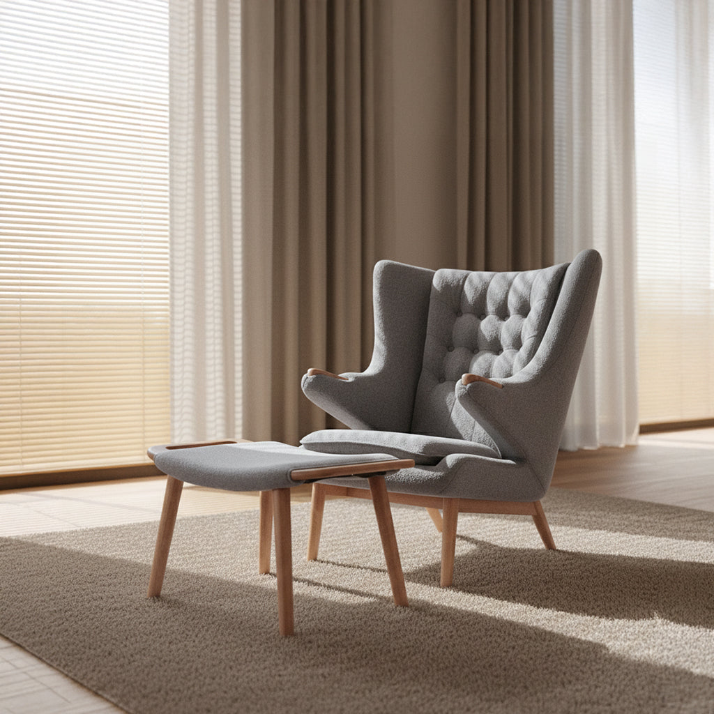 Lounge Chair And Ottoman Tb0073Gr - Bp8123Gr - Lounge Chairs - ebarza Furniture UAE | Shop Modern Furniture in Abu Dhabi & Dubai - مفروشات ايبازرا في الامارات | تسوق اثاث عصري وديكورات مميزة في دبي وابوظبي