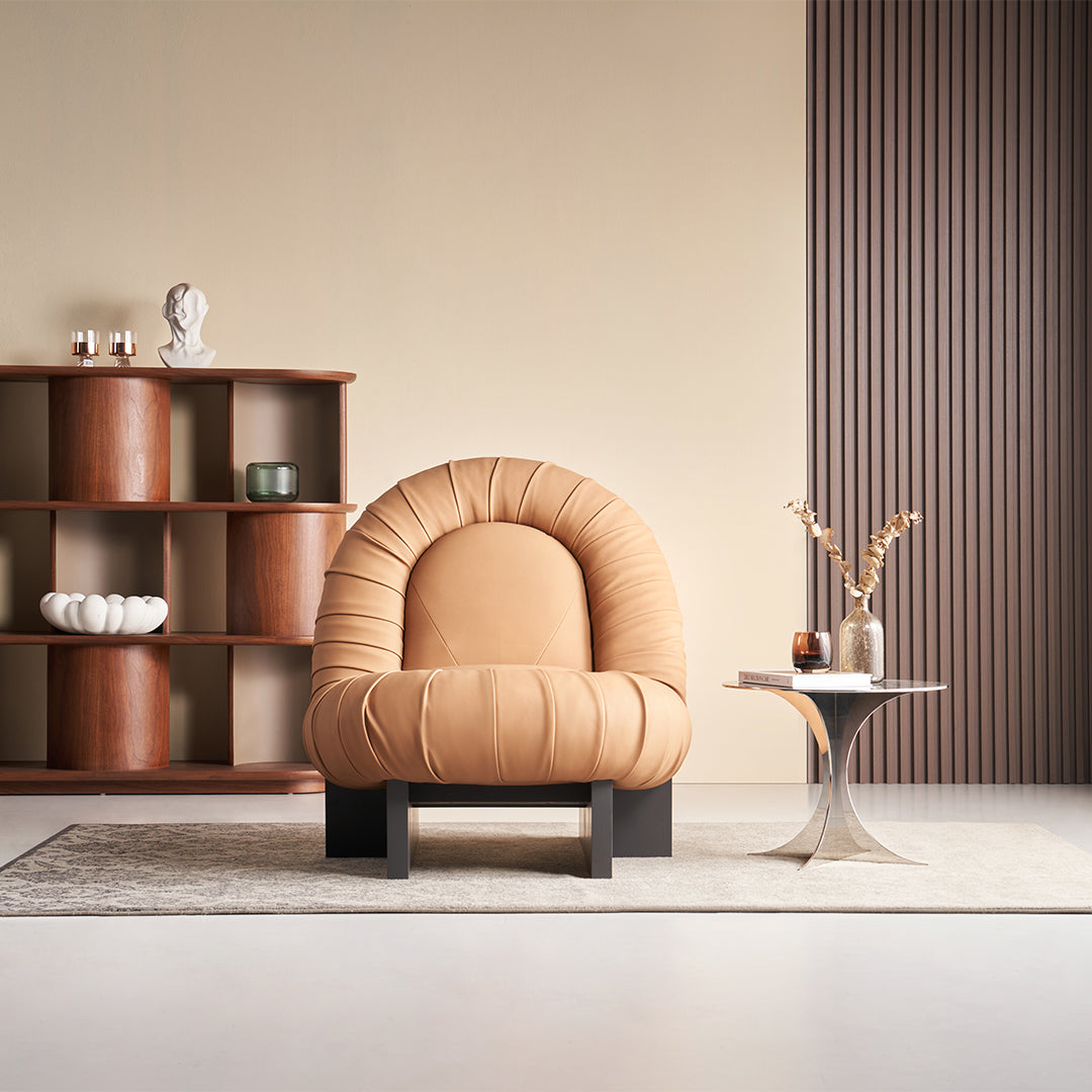 Lounge Chair LC092 - Orange - Lounge Chairs - ebarza Furniture UAE | Shop Modern Furniture in Abu Dhabi & Dubai - مفروشات ايبازرا في الامارات | تسوق اثاث عصري وديكورات مميزة في دبي وابوظبي